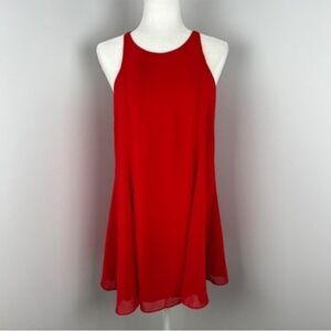 Lulus Vibrant Red Sleeveless Swing Dress